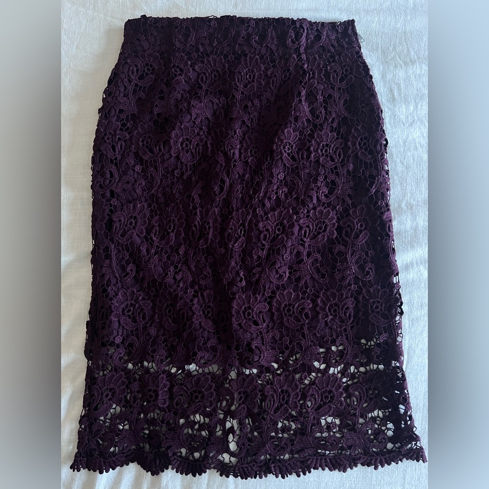 Bar III Lace Midi Pencil Skirt - Deep Purple